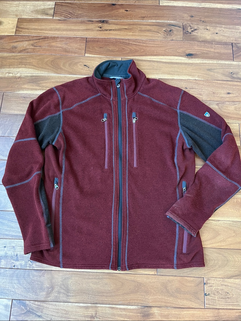 Kuhl Men's Burgundy and Dark Gray Lightweight Fleece Jacket